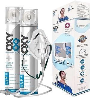 OXY99 Portable Oxygen Cylinder 2 Pack (12 Ltr) with Mask, Tube & Elastic Strap - Oxygen Cylinder For Home, Oxygen kit For First Aid, Oxygen Can For High Altitude & Mountain Climbing ING. BOSCHI ITALY