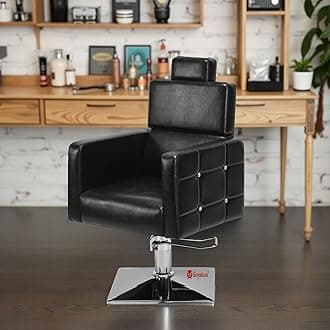 - Leather Beauty Parlor Cutting Chair,Salon/Barber/Cutting/Makeup/Makeover Bride Bridegroom Chair, Cushioned Seat Back, With Hydraulic & Push Back System (Black)