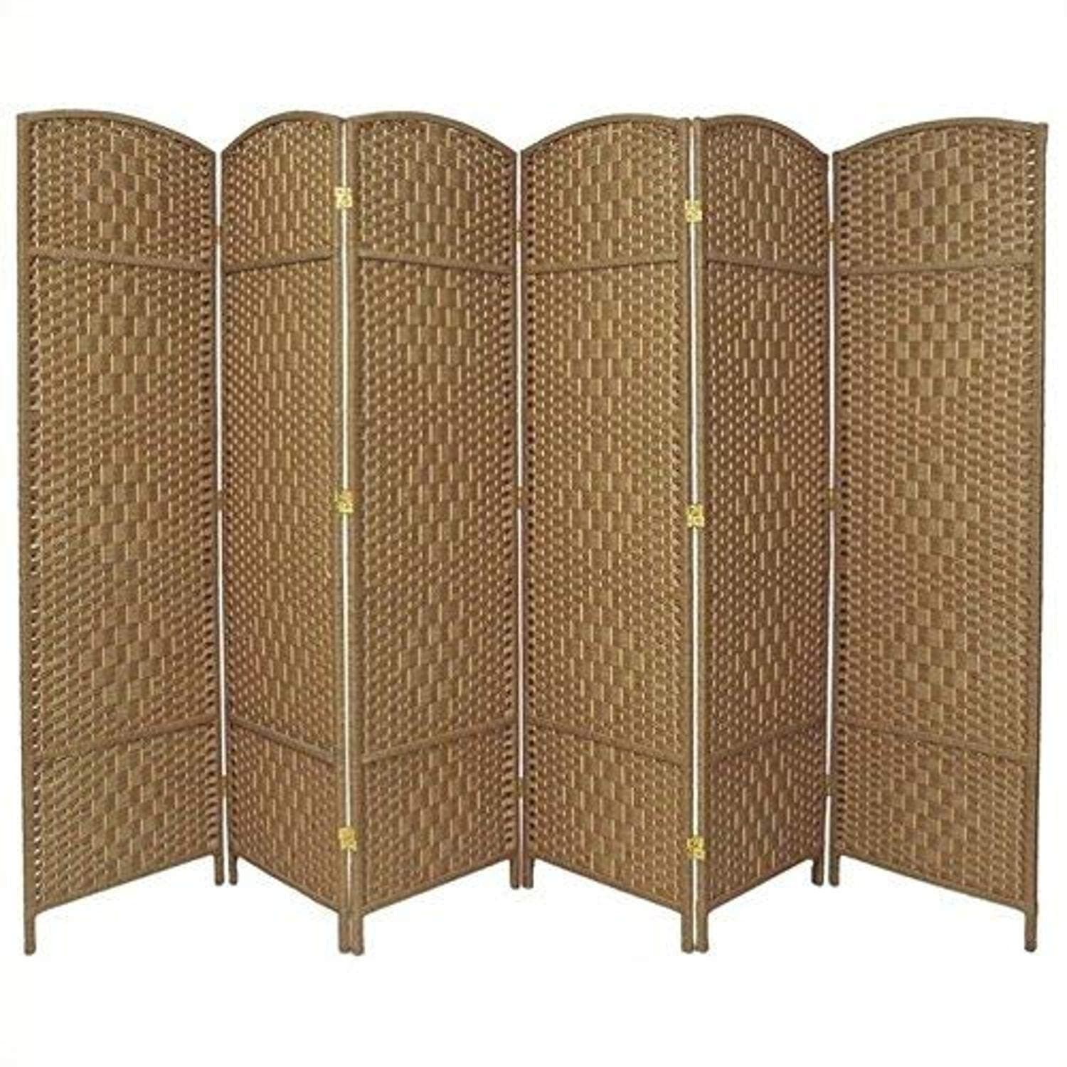 Red Lantern 6 ft. Tall Diamond Weave Fiber Natural-6 Panel Room Divider