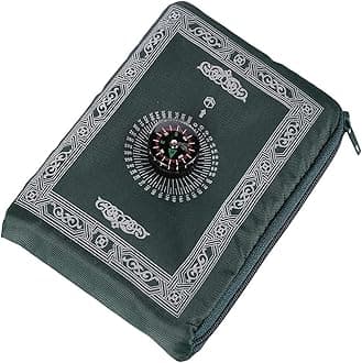 Travel Prayer Mat, 60cm*100cm Praying Rug, Portable Polyester Prayer Rug with Compass, Islamic Waterproof Prayer Mat, Muslim Prayer Mat, for Ramadan Gifts, Islamic Prayer (Green)