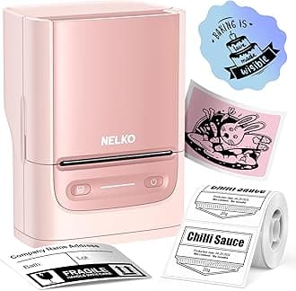 Nelko PM220 Bluetooth Label Printer, 2 Inch Portable Thermal Label Maker Machine with Tape, Pink