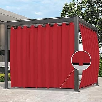 Easy-Going Outdoor Curtains Waterproof Windproof Weatherproof Curtain for Patio, Cabana, Porch, Pergola and Gazebo, Grommet Top and Tab Bottom Drape, 1 Panel, 150x96 inch, Red