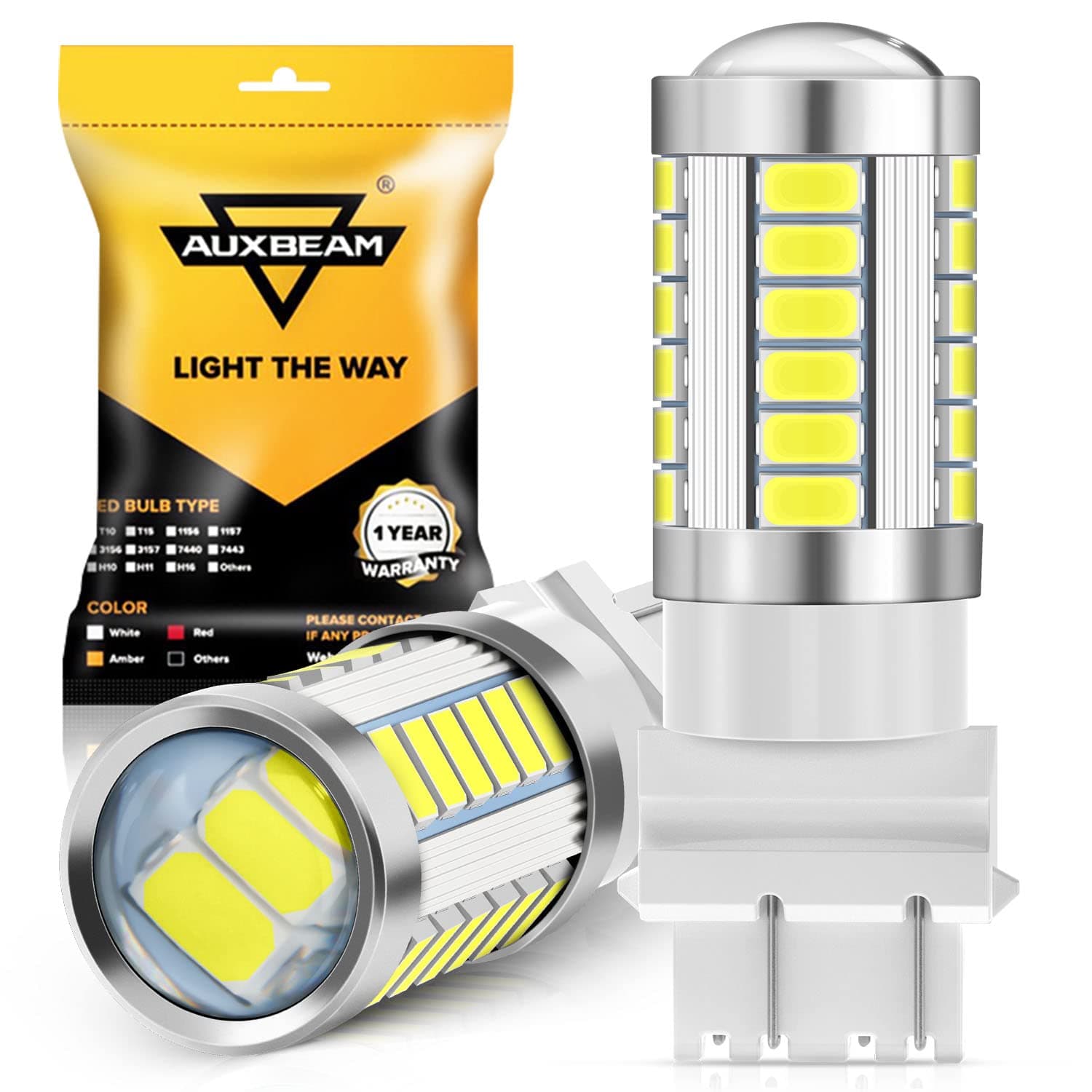 Auxbeam 3156 Led Light bulb T25 P27W Led Turn Light Bulbs 5730 33-SMD Chips White Led Bulbs for Signal Light Turn Light Switchback Light Reverse lights - Set of 2