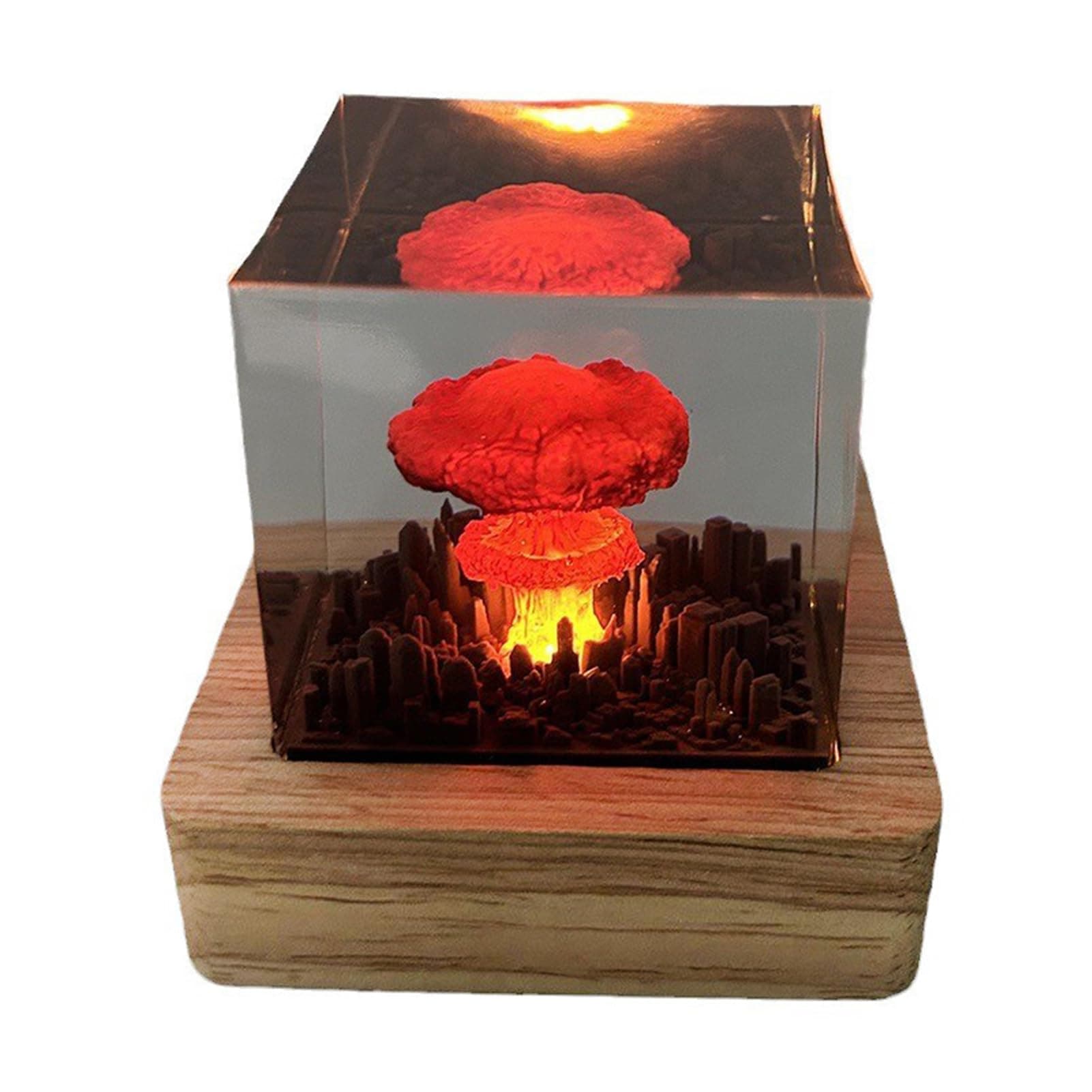 Yorajuy Mushroom Cloud Nuclear Blast Lamp, Atomic Atmosphere Lamp, Creative Resin Table Lamp, Mushroom Cloud Shape Rechargeable Night Light for Bedroom, Desktop Decoration