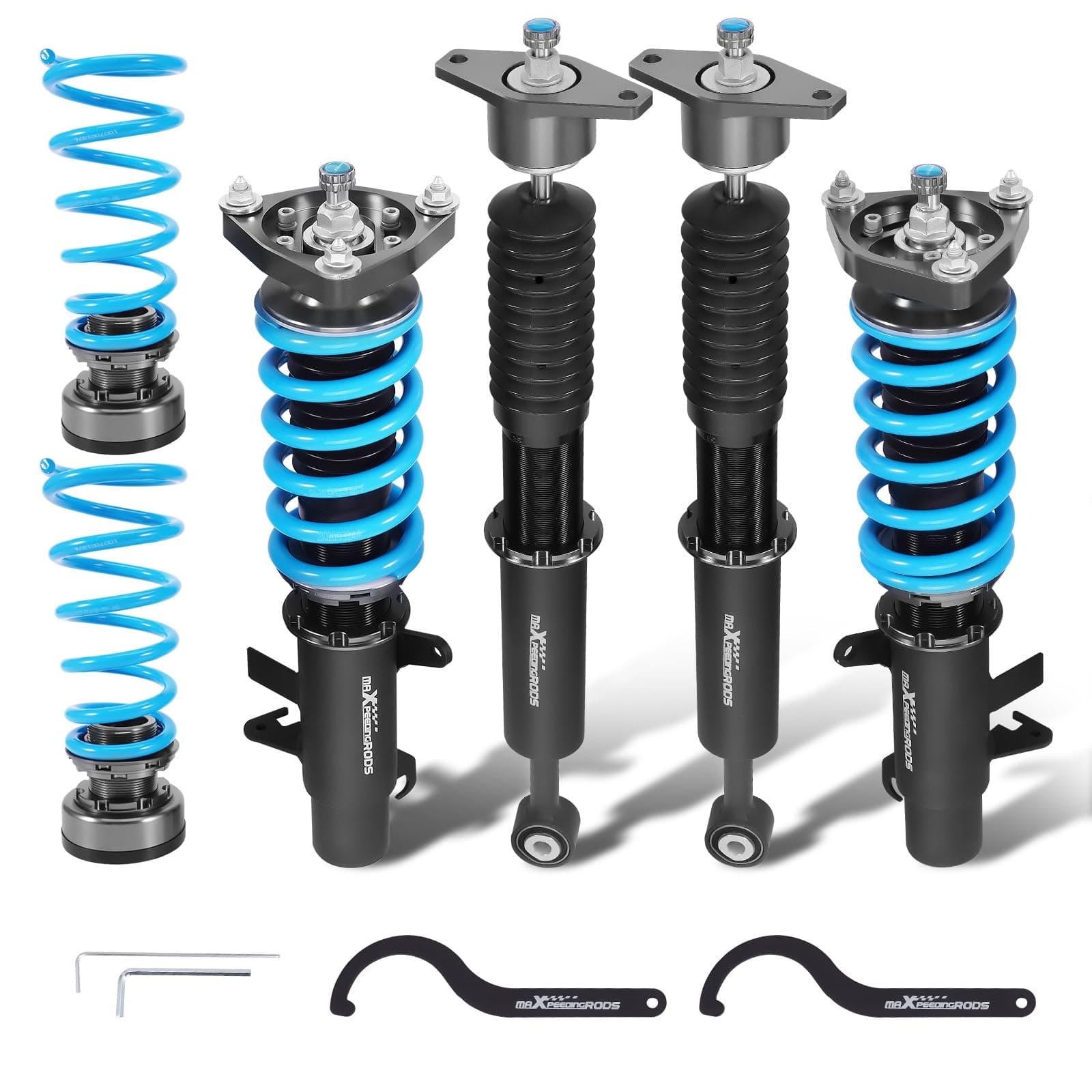 Coilovers for Ford Focus MK3 2011-2017, 24 Level Adjustable Damper Coilovers Suspension Kit, Height Adjustable Shock Absorber Struts, T6 Upgraded Lowering Kit Blue