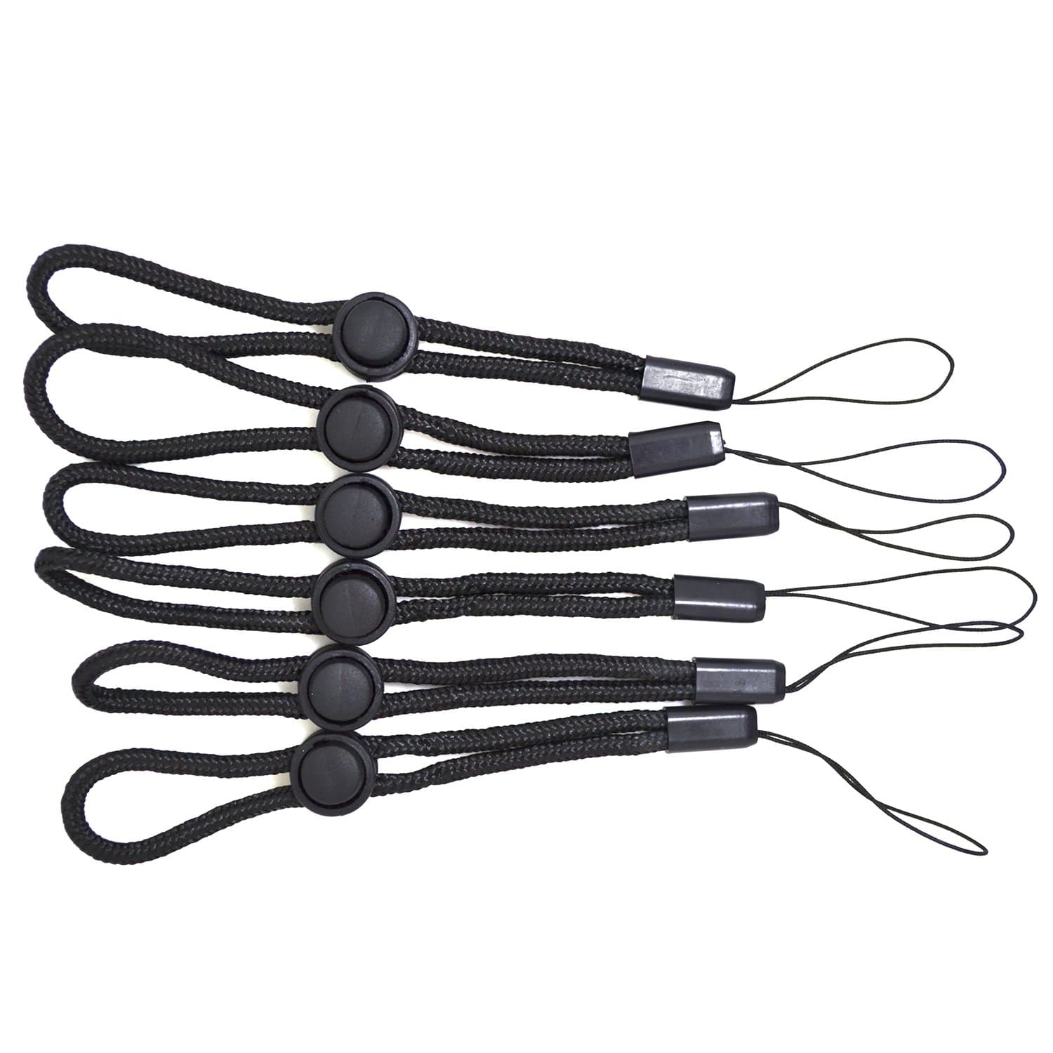 Wrist Lanyard Adjustable Hand Strap Paracord for USB Flash Drive Cell Phones Wallet Key Wii iPod Mp3 mp4 ID Card Badge and Other Small Electronic Black 6 Pack