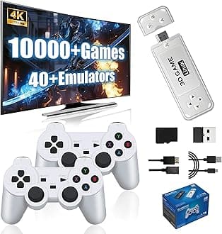 Y6 Retro Gaming Console Game Stick 4k with Built-in 10000+ Retro Games 40+ Emulators, 2 x 2.4G Wireless Controllers, Portable Plug & Play Video Games for Best Gift (128G)