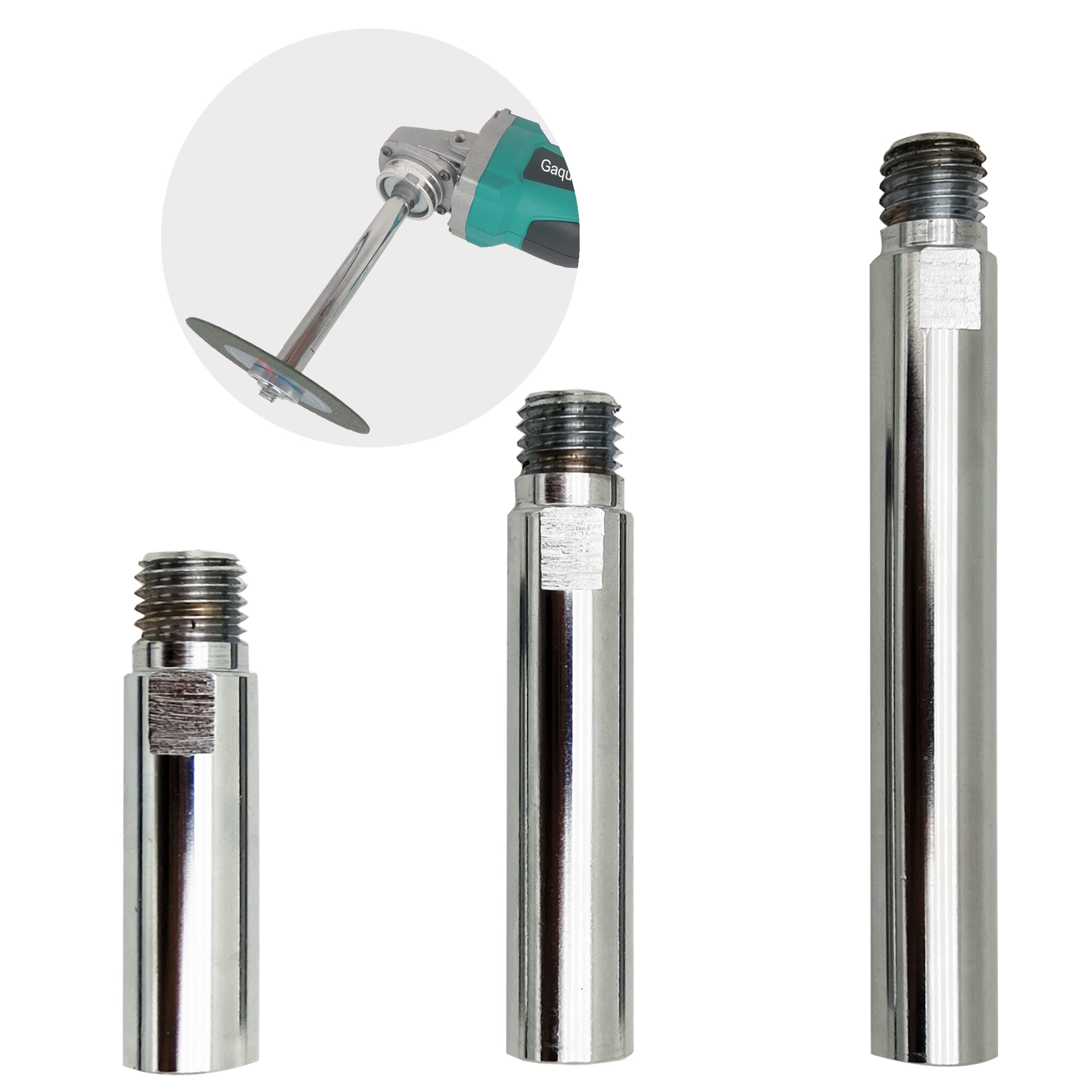5/8"-11 Thread Angle Grinder Extension Shaft Set Connecting Rotary Rod Car Polishing Adapter of 3pcs, 3 inch, 3.9inch, 5.5inch