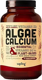 sapling Calcium Supplement - Whole Food with Vitamin K2 & D3, Magnesium, Zinc, Boron, Mineral Complex. Sourced Sustainably from Red Algae. for Bone Strength and Support. Non-GMO & Vegan 90 Capsules.