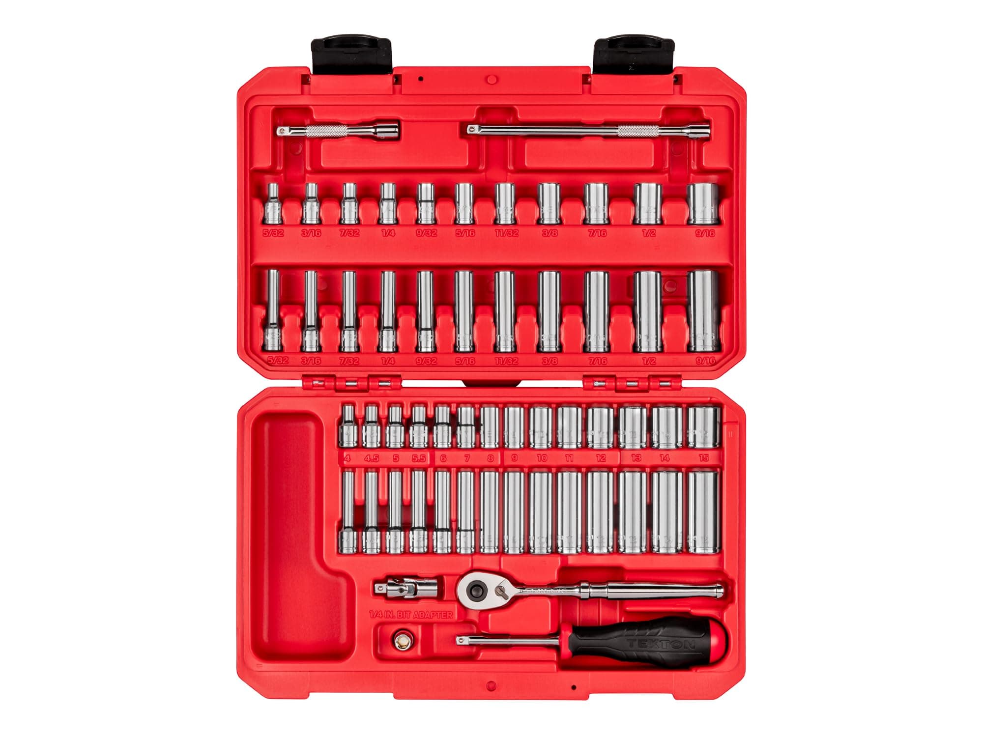1/4 Inch Drive 6-Point Socket and Ratchet Set, 56-Piece (5/32-9/16 in., 4-15 mm) | SKT05303