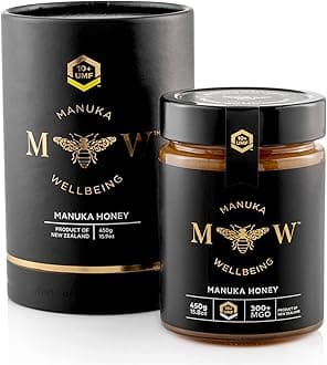 Organic Manuka Honey UMF 10+ MGO 300+ from Manuka Wellbeing, New Zealand’s #1 Manuka Brand, Raw Honey, Certified by the UMF Honey Association, Traceable from Hive to Hand - 450gm