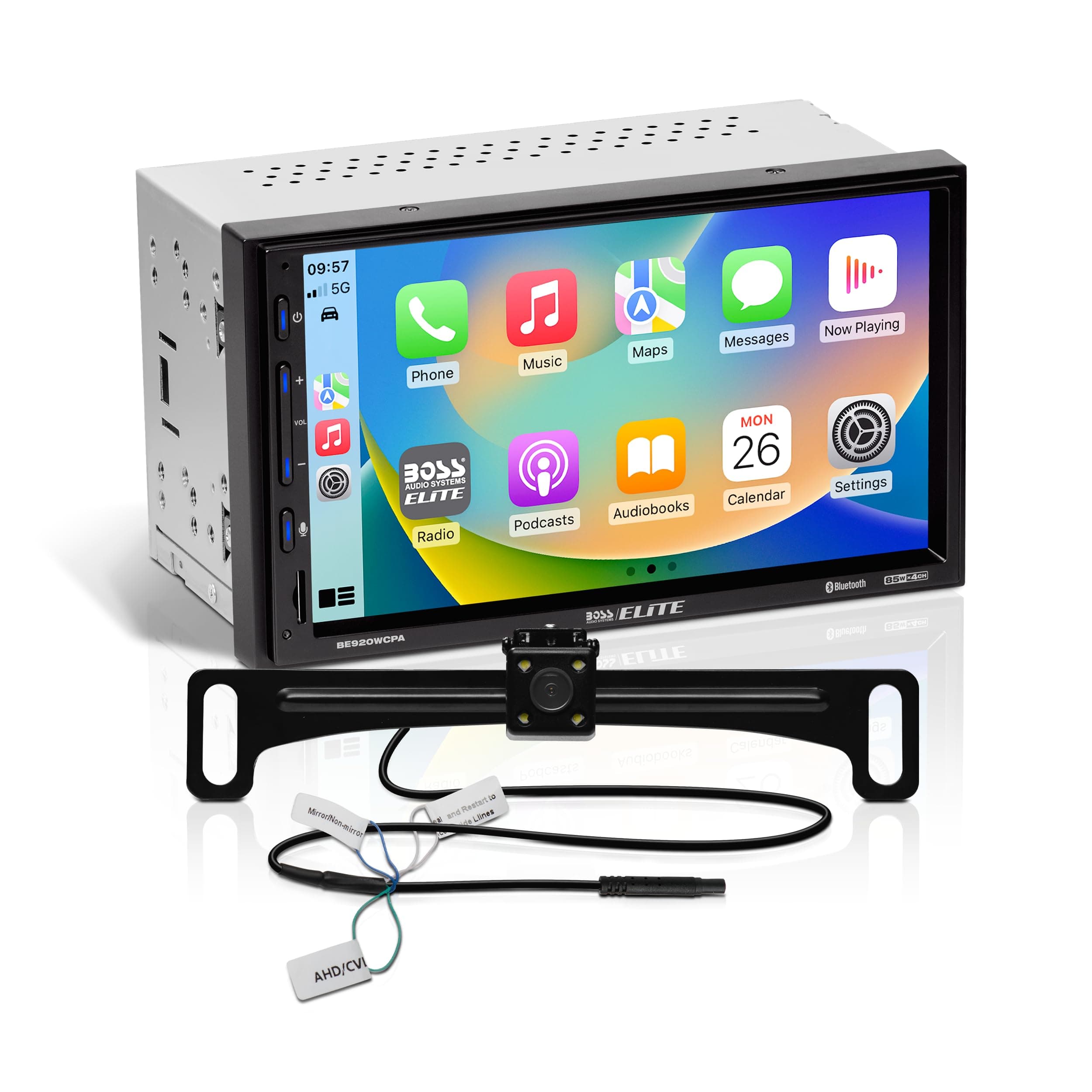 Elite BE920WCPA-C Car Stereo – Wireless Apple CarPlay & Android Auto, Double Din, 7 Inch Touchscreen, Bluetooth, No CD DVD Player, AM/FM Radio Receiver, USB, Backup Camera