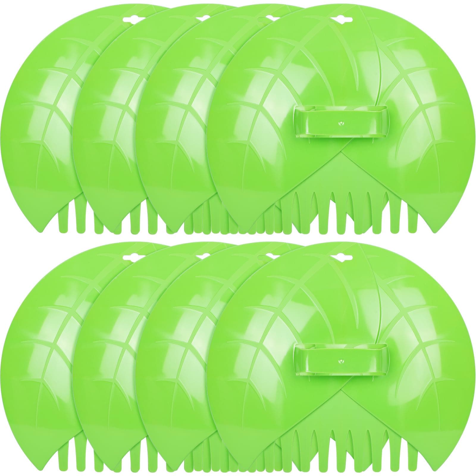 Therwen 4 Set Leaf Scoops Hand Rakes Garden Yard Leaf Scoops Hand Rake Lightweight, Durable Leaf Scoops for Home Scooping Picking up Leaves, Lawn Debris, Spreading Mulch, Green (8 Pcs)