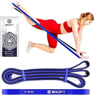 Boldfit Resistance Bands for Workout Dual Color Heavy Resistance Band for Stretching, Pull ups, Home Exercise Resistance Band for Gym Workout Stretch for Men and Women - Blue (5-10kg Resistance)