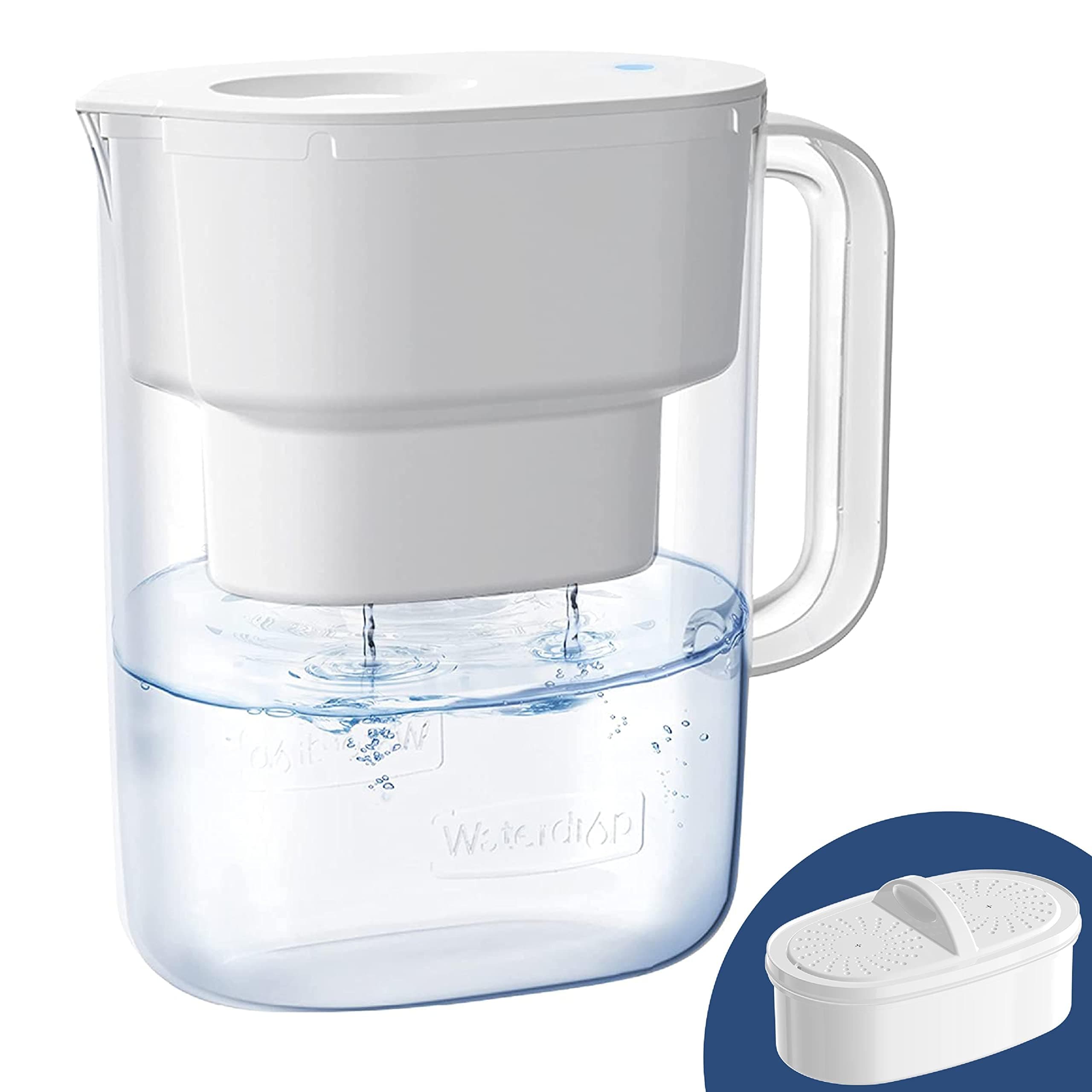 200-Gallon Long-Life Lucid 10-Cup Water Filter Pitcher, NSF Certified, 5X Times Lifetime, Reduces PFAS, PFOA/PFOS, Chlorine, BPA Free, White