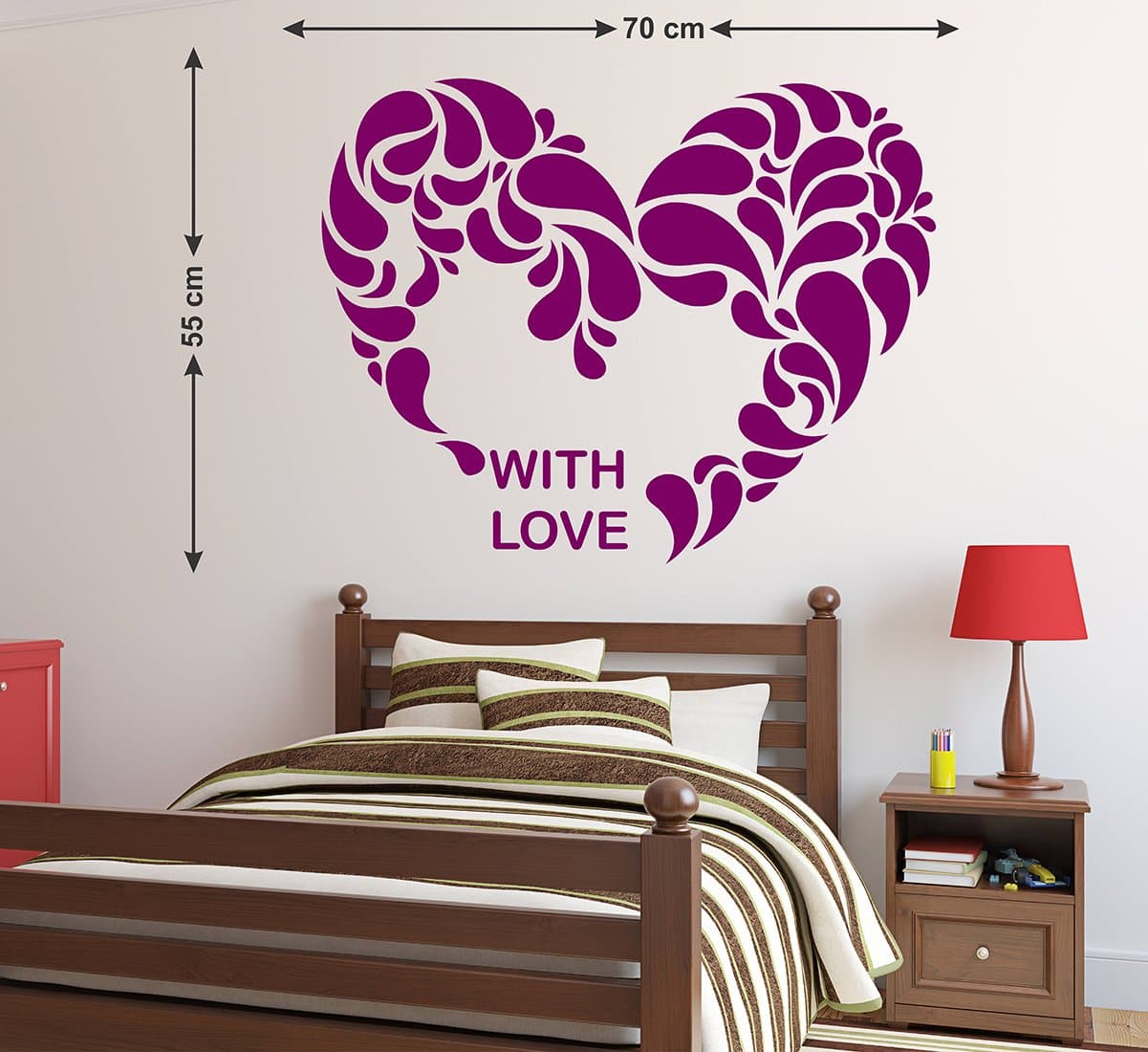 LANSTICK Heart with Love Quote Wall Sticker