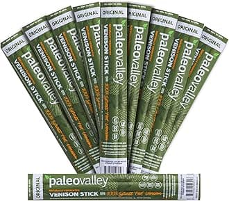 Paleovalley 100% Grass Fed Venison Sticks – 10 Pack – Keto-Friendly, High Protein, Low-Calorie Snack – Omega-3 Rich, Gluten-Free, Nitrate-Free, Naturally Flavored – Healthy On-the-Go Meat Snack