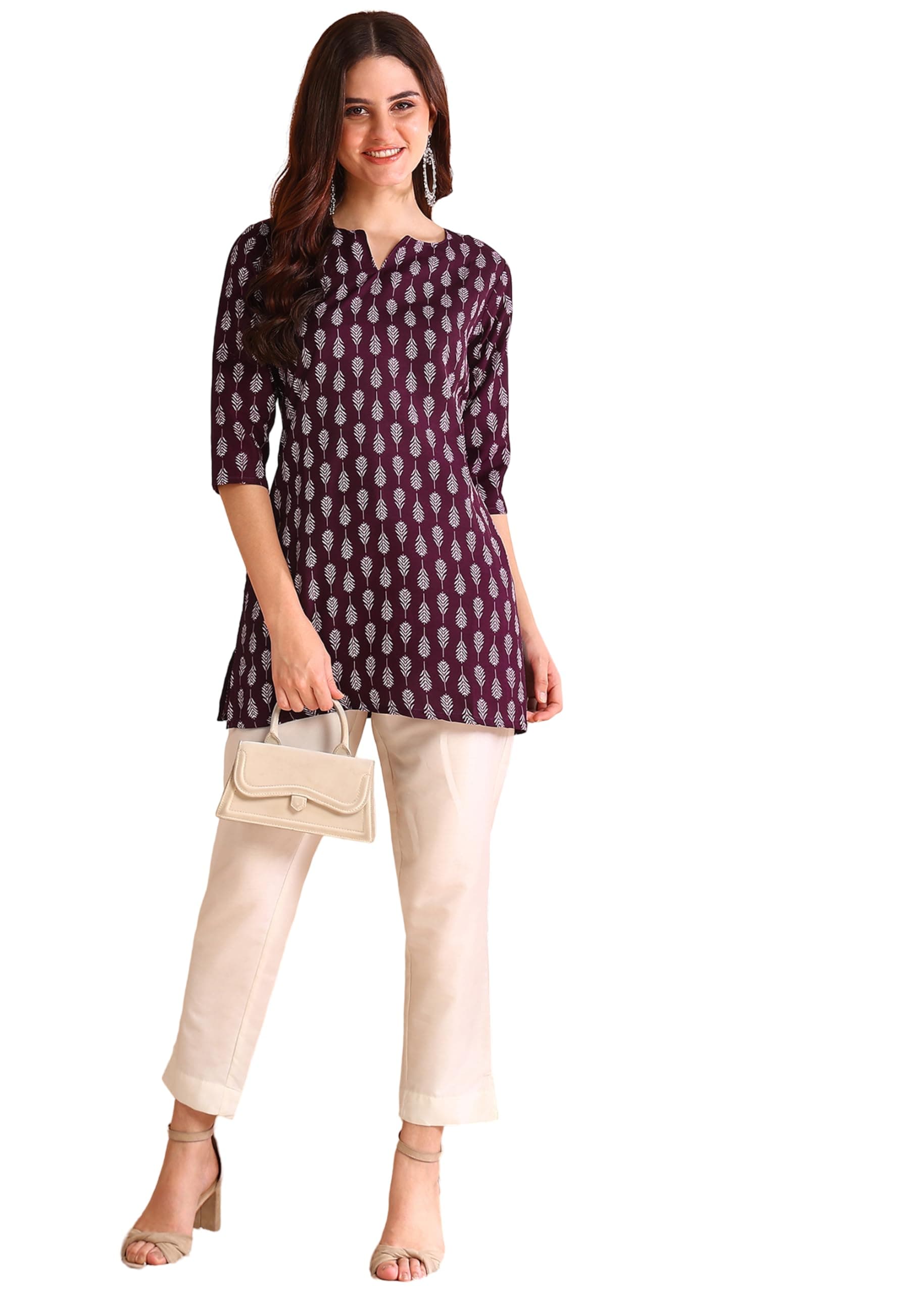 DSK Studio Women's Short Kurti in Black Rayon Cotton Blend | Ladies Ethnic Tunic | Office