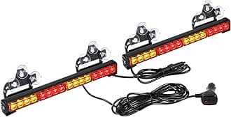 2x16.8 inch Emergency Flashing LED Traffic Advisor Strobe Light Bar 32LED 26 Flash Patterns Interior Safety Warning Lights (Amber/Red)