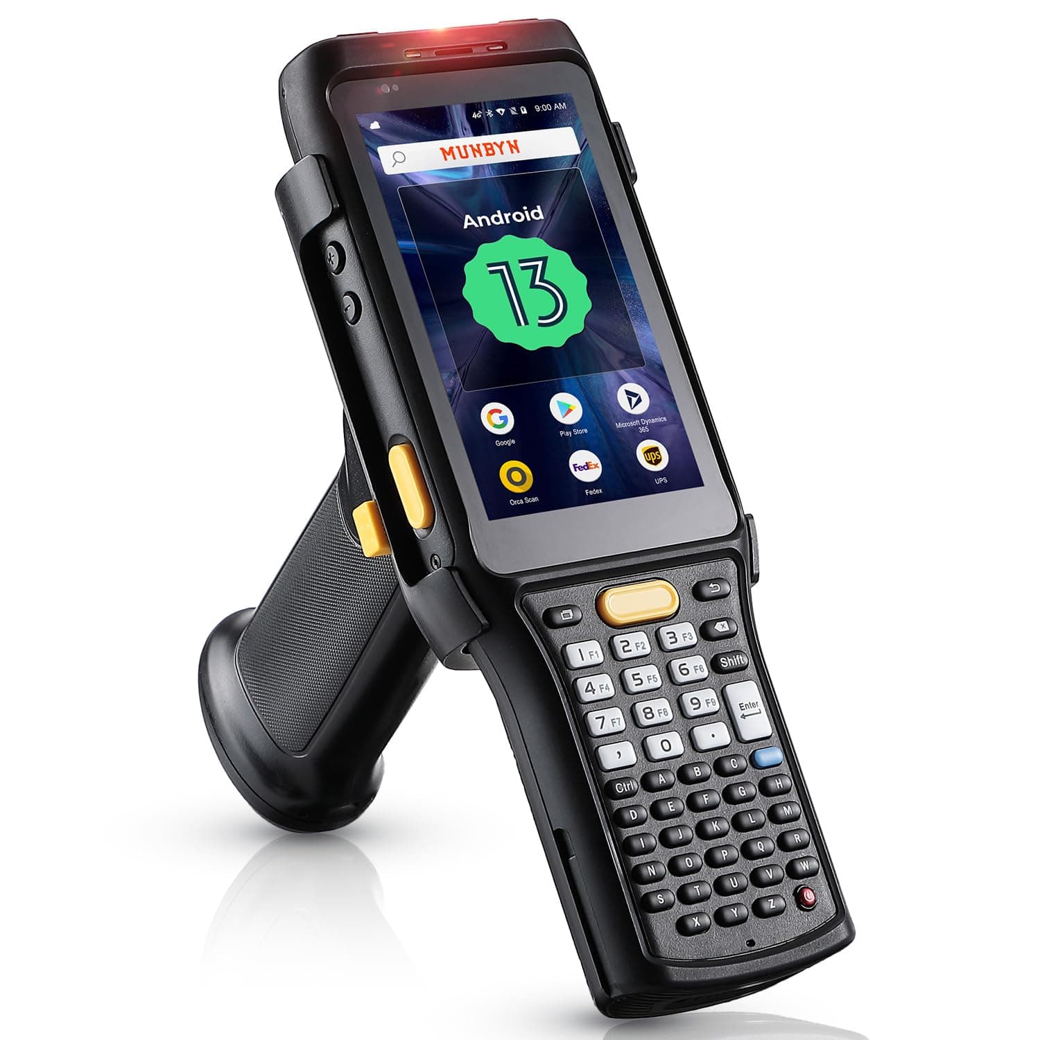 MUNBYN 088P 2024 New Long-Range-Android-Barcode-Scanner, Android 11 PDA, Equip with Zebra 4850 Scanner, Long Distance Inventory Scanner with Pistol Grip, 1D 2D QR for Warehouse(Android 13 Upgradeable)