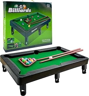 YumSur Mini Pool Table Game,Billiards Table Pool Table Set 11 Balls 2 Cues and 1 Triangle,Portable Games Table Game,Stress Relief Tabletop Snooker Game Set Kids and Adults,GREEN