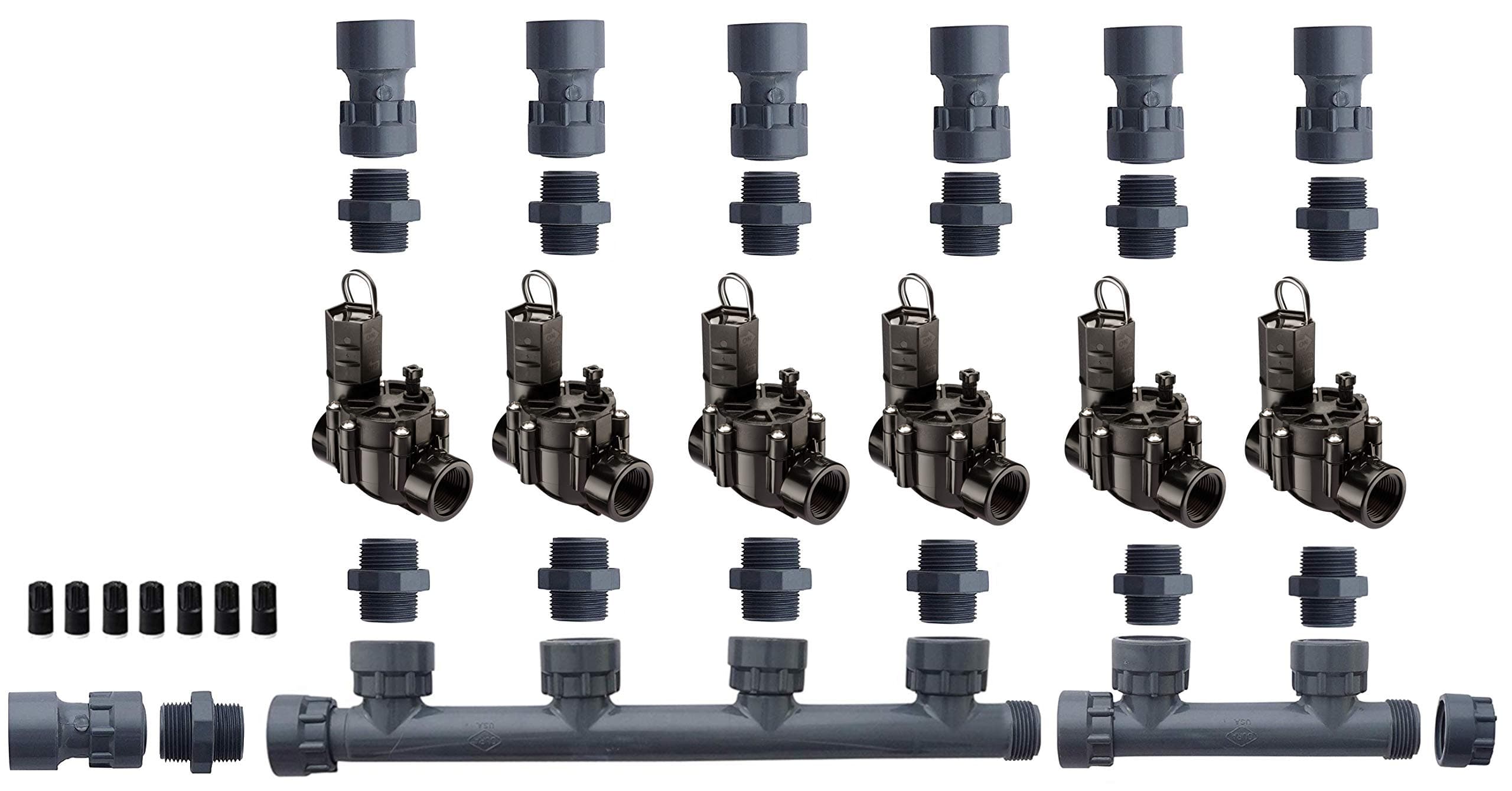 1" 6 Valve Manifold Setup for Irrigation System - Rainbird 100DV Valves Included