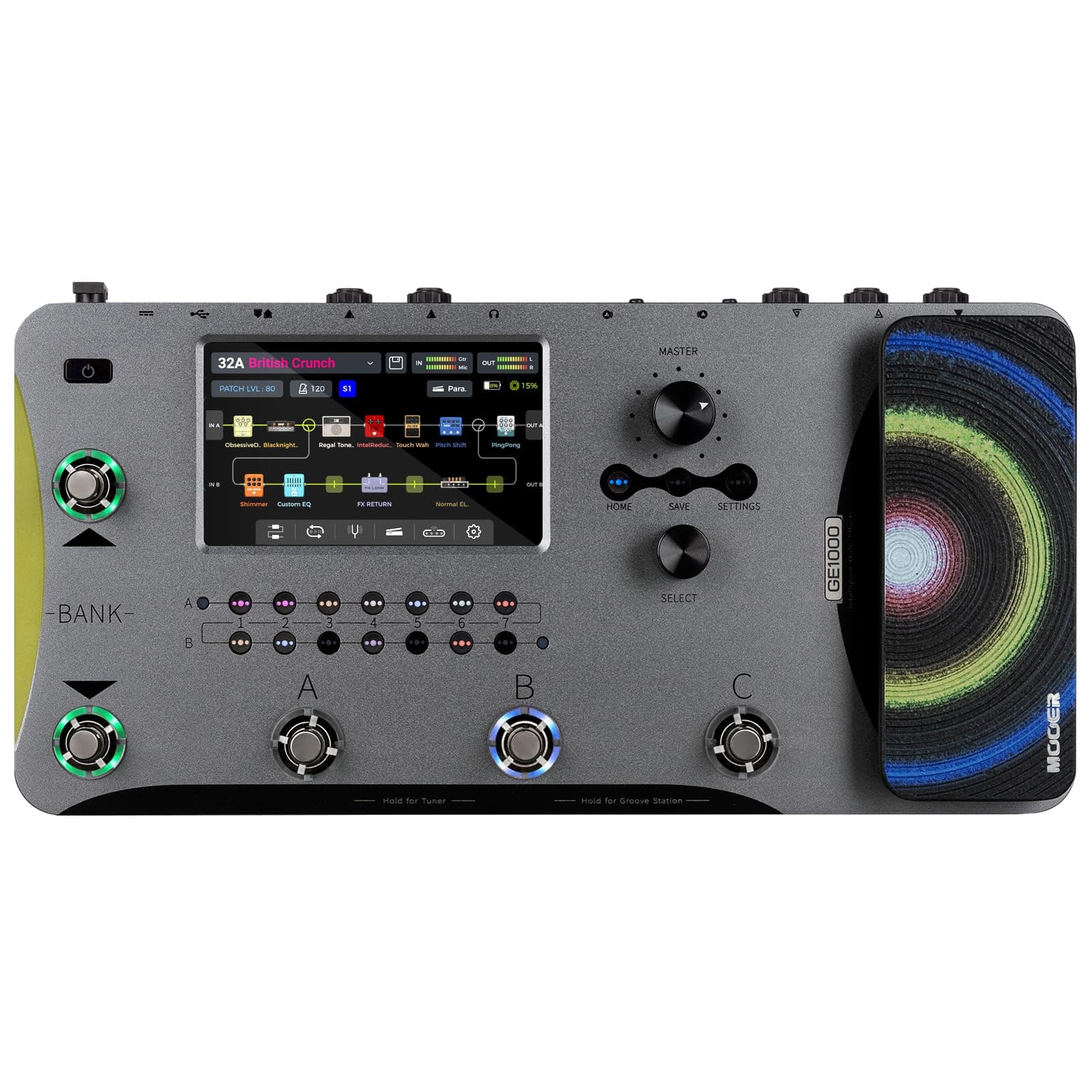 MOOER GE1000Li Guitar Multieffects Pedal Processor WIth Battery 5" Touch Screen, 288 Effects, AI Equalization Third-brand IRs, Stereo Sound, Surport XLR, MIDI Port, APP Cloud