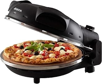 Ariete 917 Pizza in 4 Minutes Pizza Oven 1200W Non-Stick Fireclay Stone Max Temperature 400°C 5 Cooking Levels Black (by Delonghi Group)