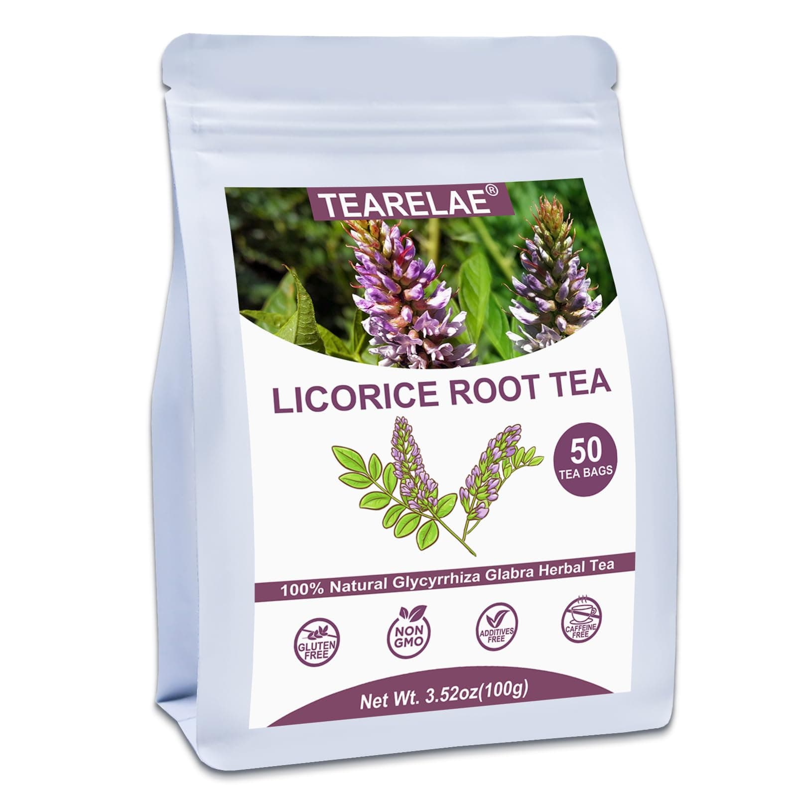 Licorice Root Tea - 2g x 50 Count - 100% Pure Natural Licorice Root Herbal Tea Bag - Delightfully Sweet Flavor - Promote Respiratory Health - Caffeine-free - Non-GMO
