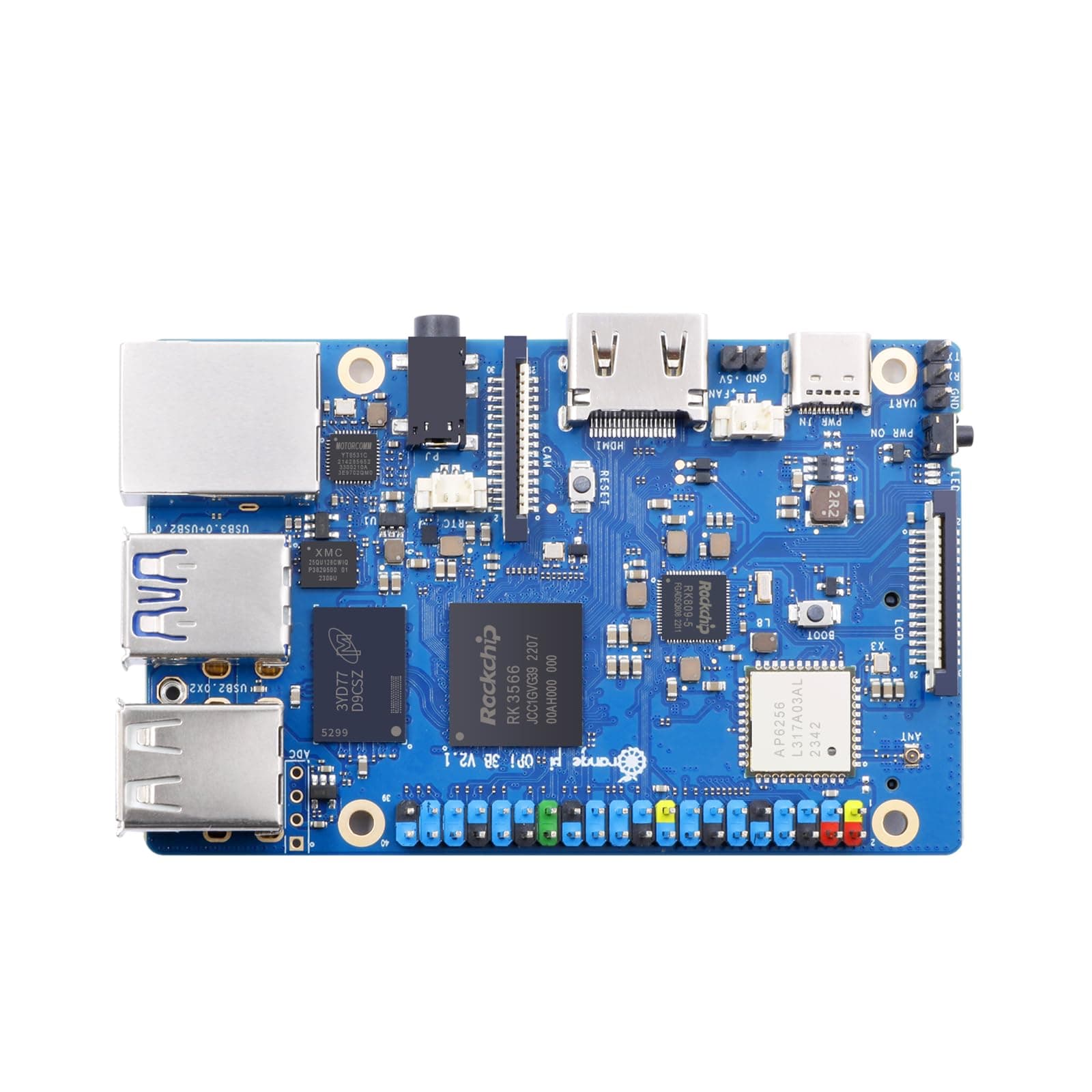 3B 4G V2.1 Version RK3566 Quad Core 64 Bit Single Board Computer, 1.8 GHz Frequency WiFi Bluetooth Open Source Board Run Orange Pi OS, Android, Debian, Ubuntu, OpenHarmony (Pi 3B 4GB)