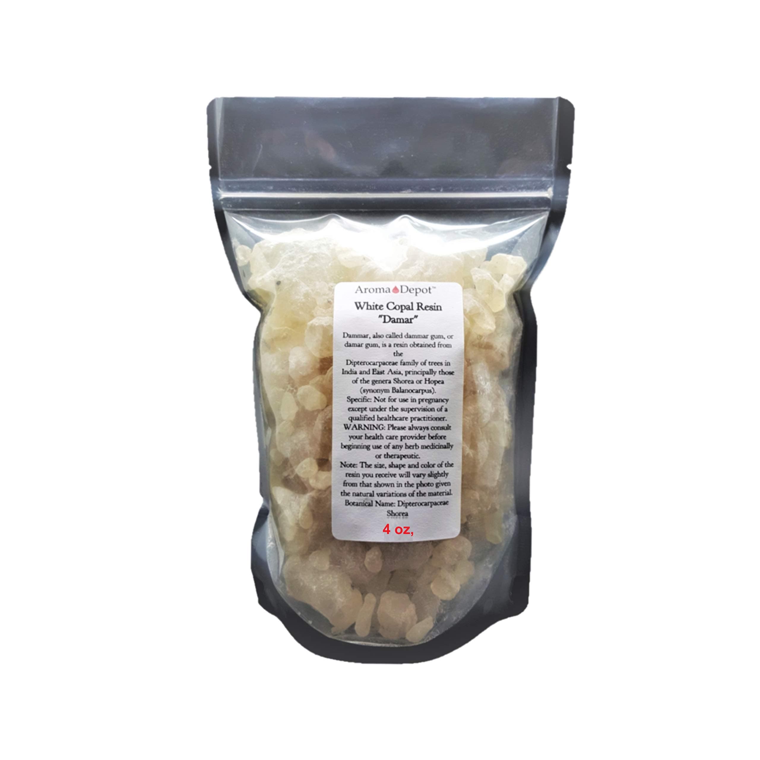 Aroma Depot 4 oz White Copal Tree Sap Known as Dammar Gum Incense I Incienso de goma de savia de árbol de Copal Blanco