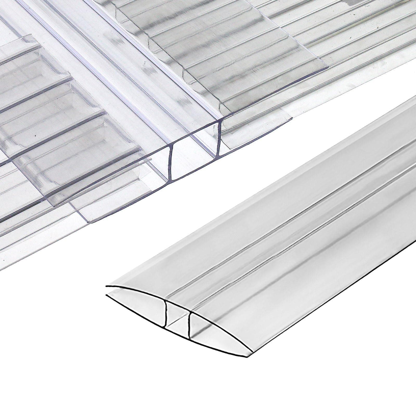 Polycarbonate Greenhouse Panels (H Connectors) - 0.2" Thick, Fit 6mm or 4mm Twin-Wall Polycarbonate Panels, Join 2 Pieces of Panels Together, 4-Foot Length, 10 Pieces (H Connectors 6mm, 4ft)