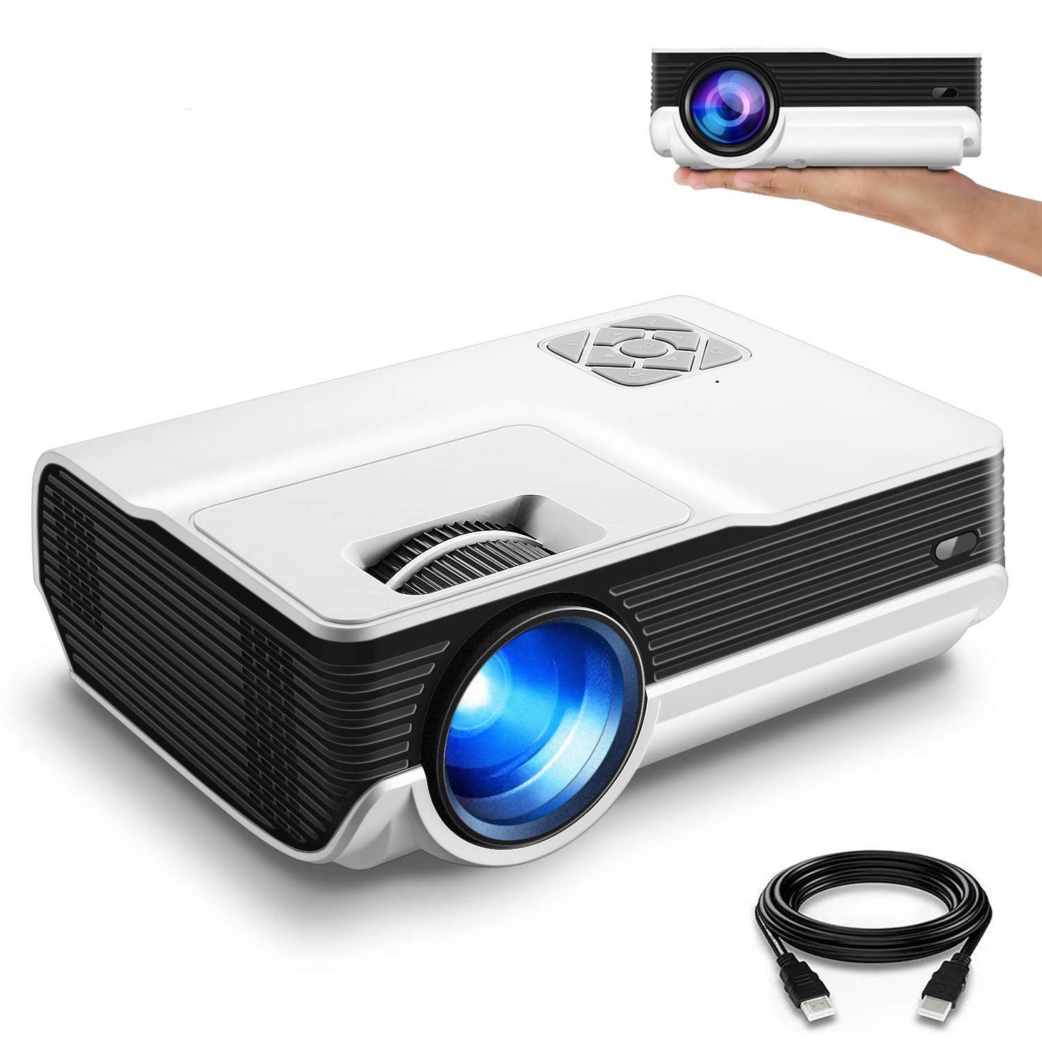 Funlites Upgraded Mini Projector, Full HD 1080P & 200" Display Supported, Portable Movie Projector Compatible with Phone,VGA,HDMI, AV, Laptop, USB