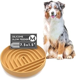 The Slowdown Bowl - Silicone Slow Feeder for Dogs & Puppies, Slow Eating, Modern Lick Mat Design, Reduces Gulping, Dishwasher Fit, for All Breed, Mealtime Challenge, Medium-Honey