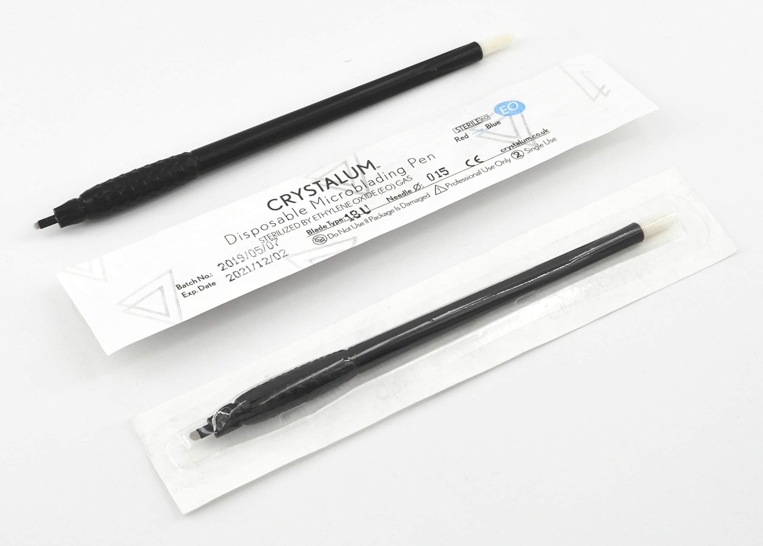 Crystalum Microblading Pen 18U 0.15mm Disposable Holder Blade Tool Eyebrow Tattoo Needles (1 Holder)