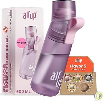 AIR UP water bottle Twist Pro original starter set with pods in 5 flavours I 600ml water bottle with sugar-free flavouring I dishwasher-safe, BPA-free in purple