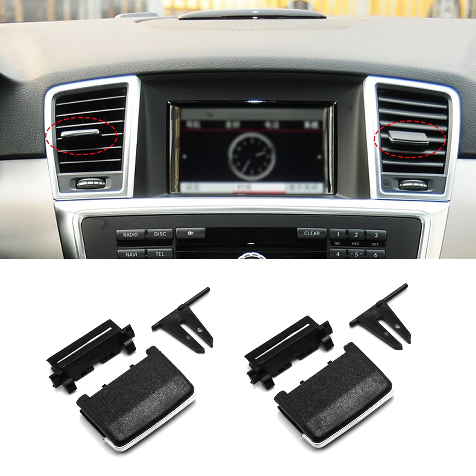 Moonlinks 2PCS Front Center Air Vent Outlet Tabs Compatible with Mercedes Benz, Air Vent Clip Tab for W166 ML Class 2012-2015 GLE Class 2016-2019 X166 GL Class 2013-2016 GLS Class 2017-2019