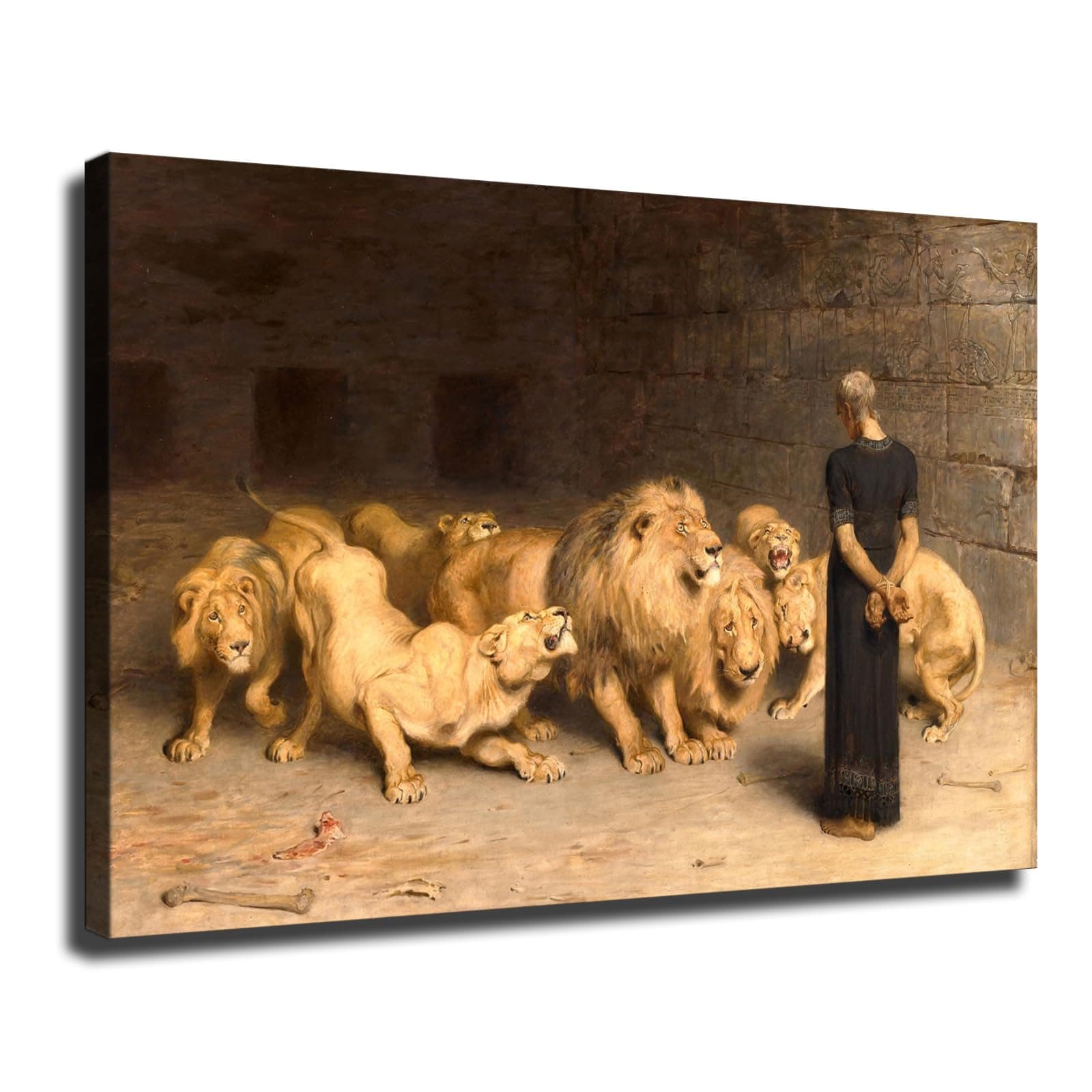 Daniel In The Lions Den 1872 By Briton Riviere Canvas Wall Decor Art Painting Prints on Modern Posters Prints Artwork for Living Room, Bathroom,Bedroom,Home (20x30inch Unframed)