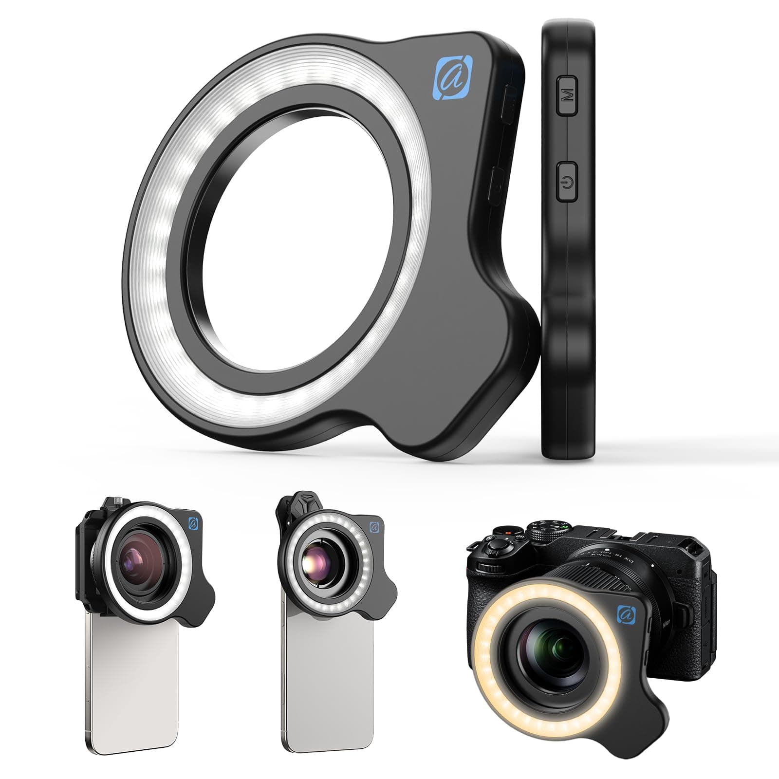 37mm 52mm Thread Macro Lens Fill Light, Portable Camera Lens Ring Light with High Power 32 LED/CRI 95+/45 Light Modes for APEXEL HD 100MM SLR Macro Lens Attachments