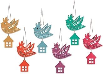Multicolored Flying Birds Decorative Wall Art MDF Wooden Wall Hanger for Home | Garden Balcony | Decoration Wall Hanging Items | Trendy Decor | Wall Poster | Gift Items (WH_9110N), Set of 6
