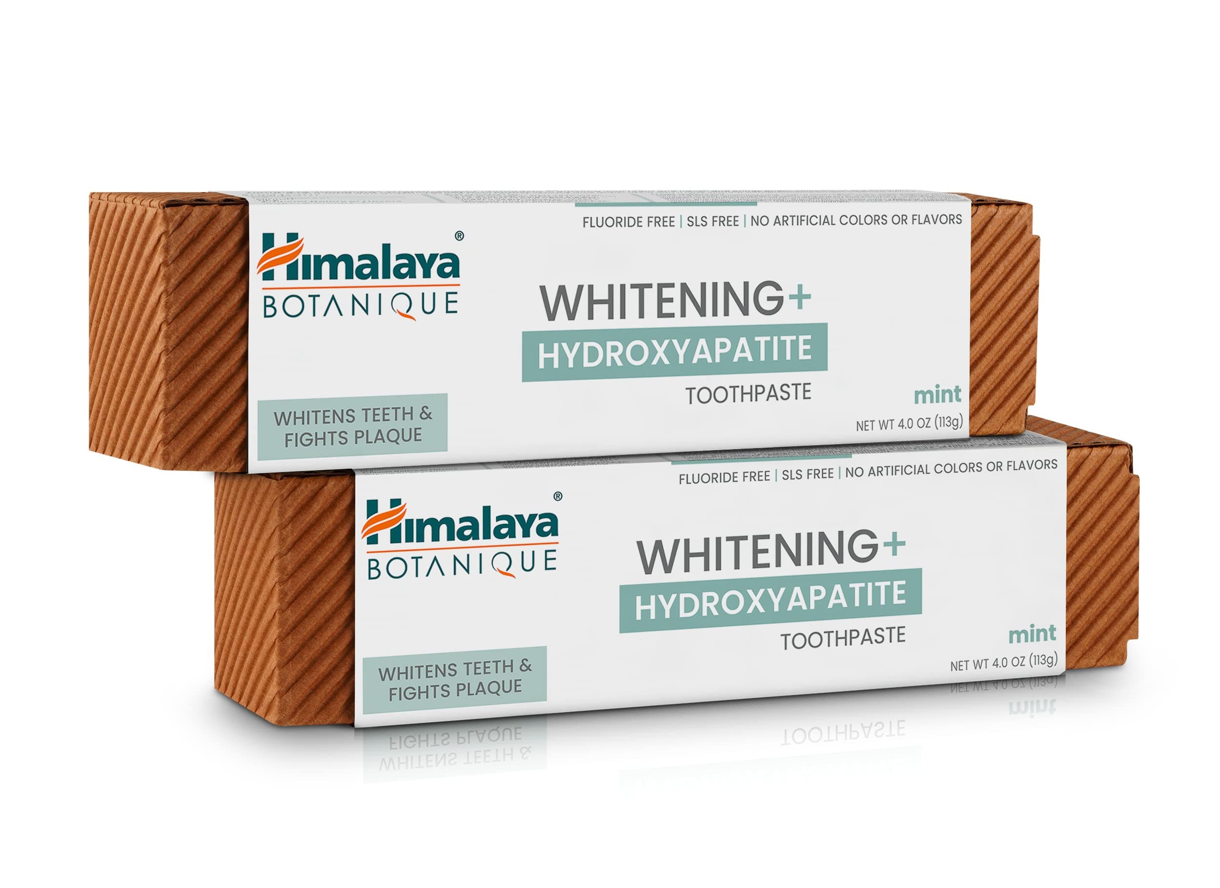 Himalaya Botanique Whitening + Hydroxyapatite Toothpaste, Mint Flavor - Nano Hydroxyapatite to Support Remineralization and Restore Enamel to Strengthen Teeth - Vegan, Gluten Free, 4 oz (Pack of 2)