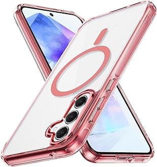 Lunivop for Samsung Galaxy A55 5G Case Hard [Compatible with Magsafe Wireless Charging] Yellowing Resistant Magnetic Cover Clear para A 55 6.6 inch 2024 Rugged Best Phone Cases Pink
