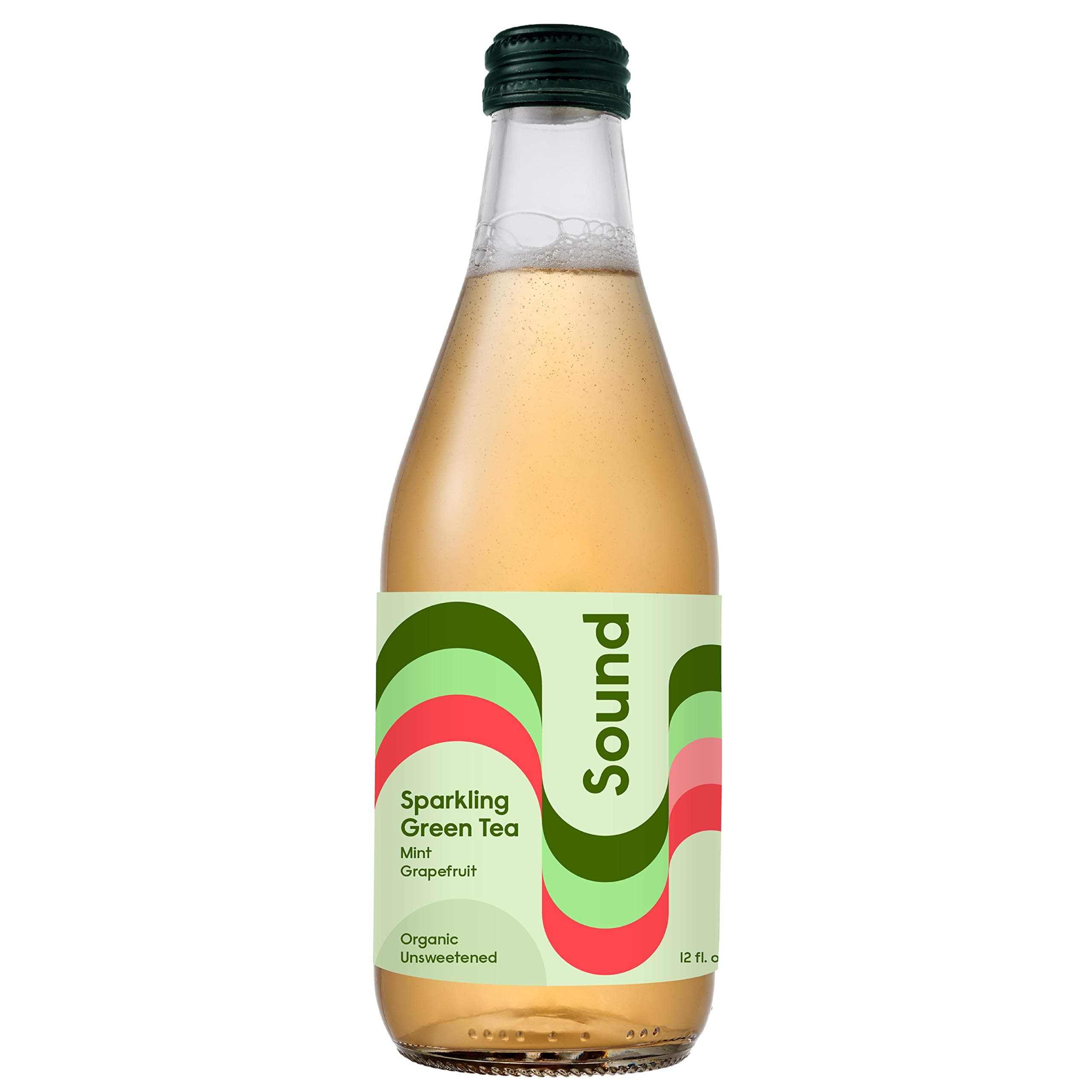Sound Organic Sparkling Tea, Green Tea with Grapefruit and Mint, Unsweetened, Whole30, Non-GMO, Zero Calories - 12 fl oz, Pack of 12