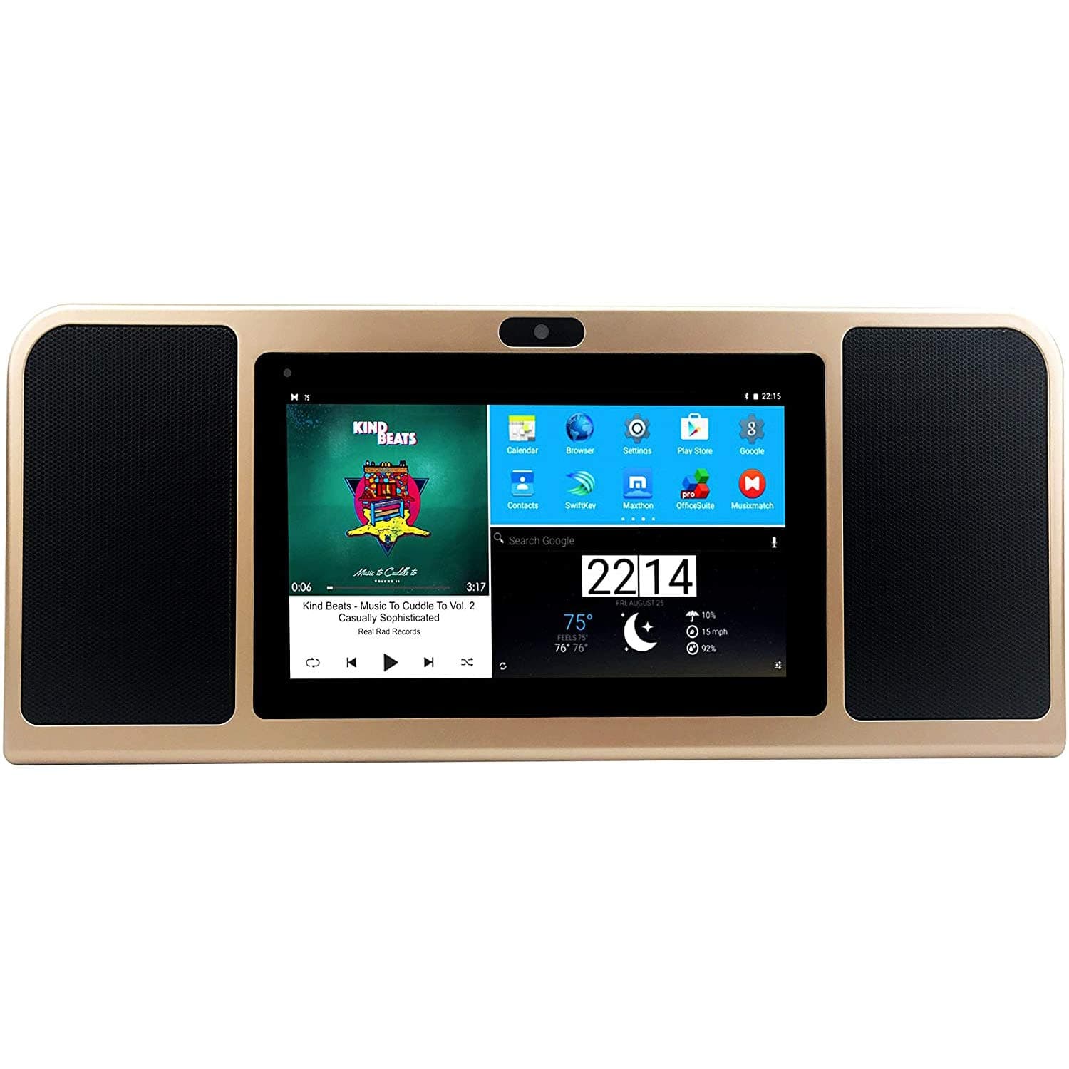 Azpen A770 Boombox with Tablet with Dual 5 Watts Bluetooth Speakers HD Display 16GB Storage and 8 Hour Battery (GOL