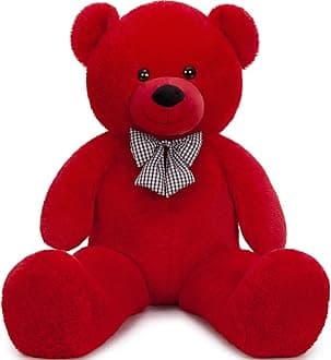 Giant Teddy Bear Stuffed Animal 47inches,Red Classic Big Teddy Bear Plush Toy,Adorable and Fluffy Teddy Bear Gift for Christmas,Valentines Day,Baby Shower,Birthday,or Long Distance