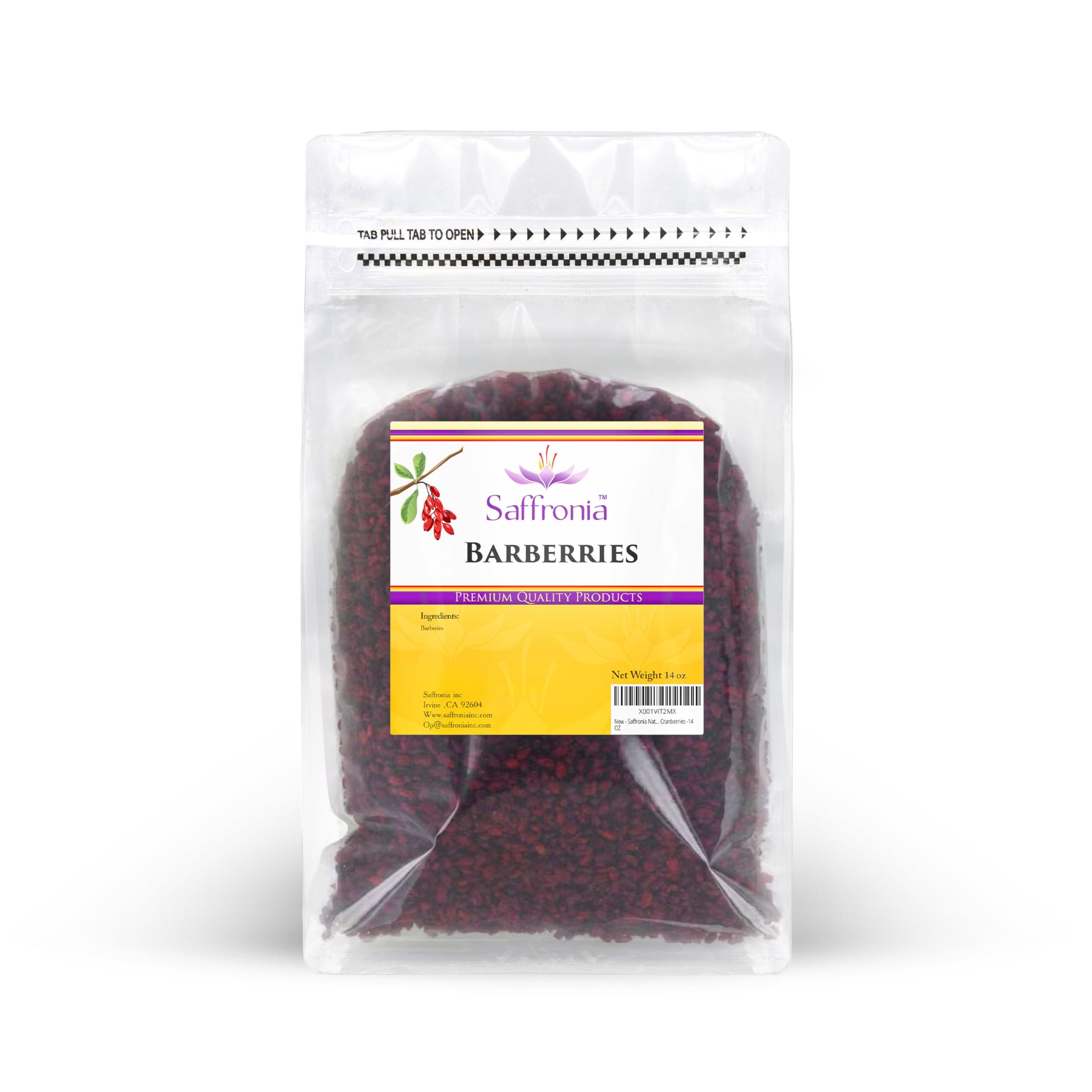 Saffronia Dried Barberries Fruit 14 Oz (396 g)