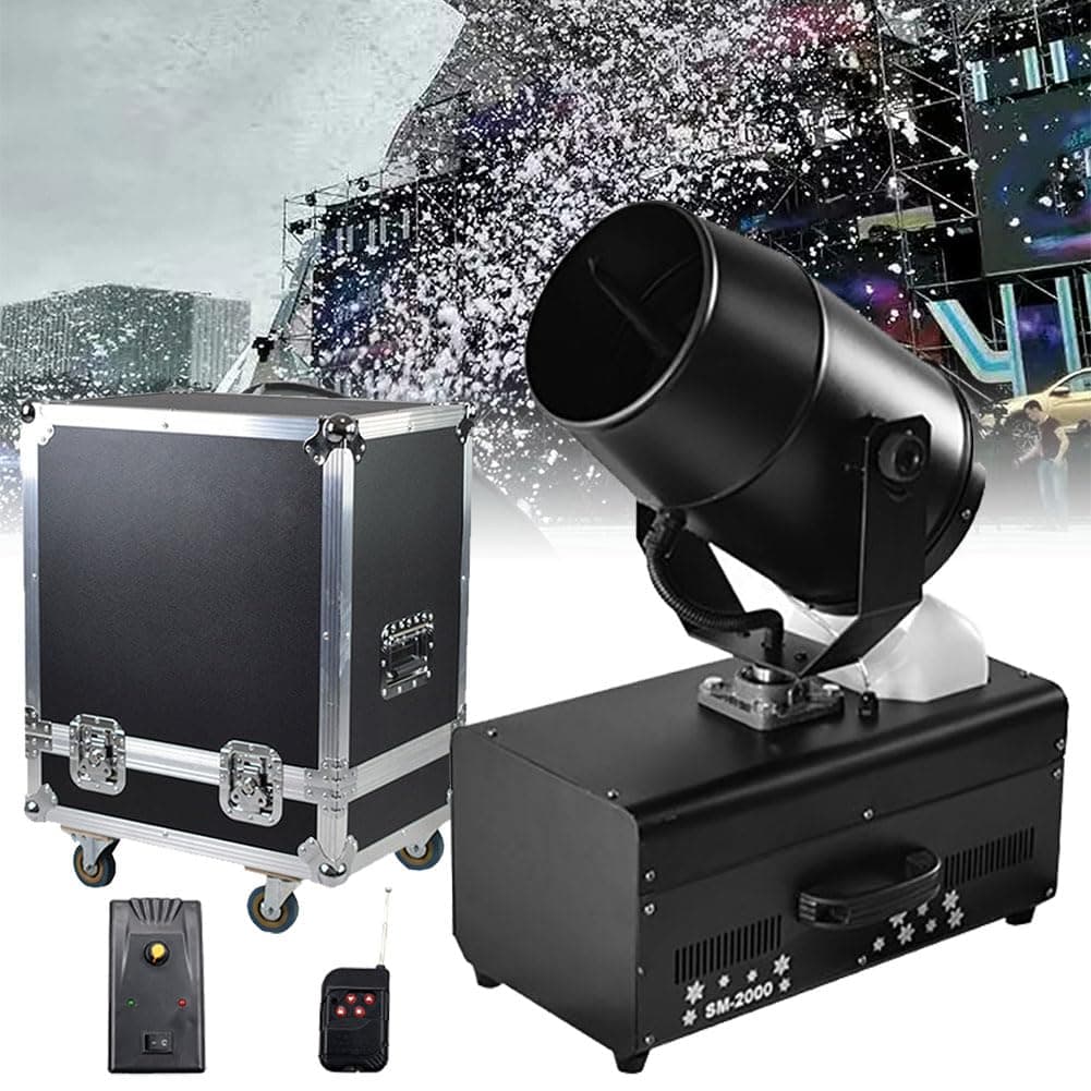 Commercial 2000W Snow Machines for Outdoors, 90° Snow Making Machine with Remote Control and Flight Case, for Christmas, Wedding, Kids Party, Stage Effect, Halloween, DJ Stage