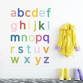 DecowallDW-1908 Pattern Alphabet Kids Wall Stickers Decals Peel and Stick Removable for Nursery Bedroom Living Room Art murals Decorations