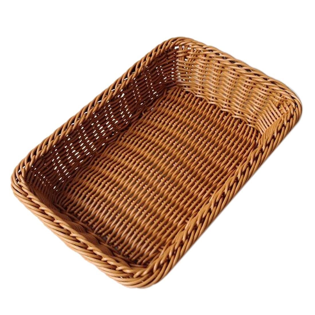 DOGOO 12×8×3 inches Bread Basket, Rectangle Rattan Bread Basket,For Food Serving Baskets,Restaurant Serving/Diplay Baskets For Fruit Food Vegetables