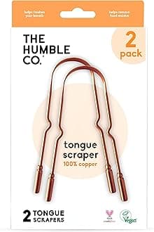 The Humble Co Tongue Scraper for Adults & Kids, 2 Pack - 100% Copper Tongue Cleaner Helps Eliminate Bad Breath & Bacteria - Dental Oral Care Products & Personal Hygiene Essentials